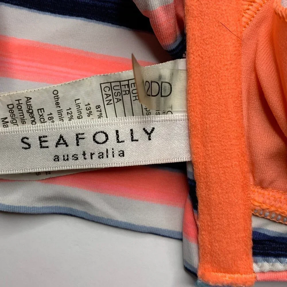 Seafolly Pink Striped Bikini Top Size 8